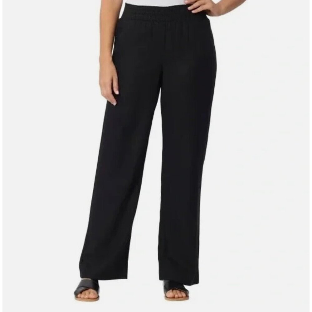 Briggs Women's Linen Blend Pull-On Pants (Black, Small)